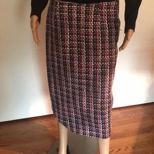 Wool/silk blend Pink & Black pencil skirt